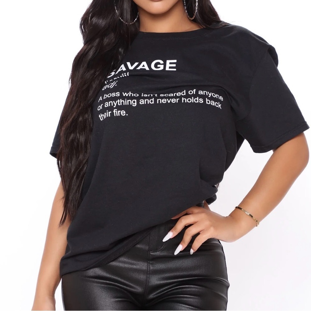 Fashion Nova Savage Tee - Black size XS